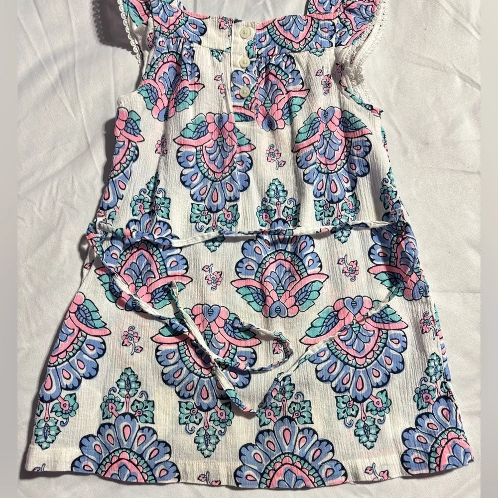 Carters Kids Girls Size 6 Paisley Tunic Tie Waist Tee Short Sleeve Shirt Top